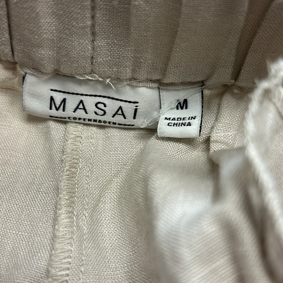 MASAI COPENHAGEN PARINI PULL-ON LINEN PANTS NWT SIZE MEDIUM NATURAL WIDE LEG - Picture 7 of 13